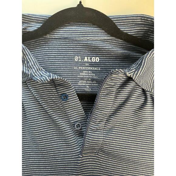 01.Algo Performance Mens Short Sleeves Navy Polo Shirt Size XL UV SPF 40 - Picture 3 of 5
